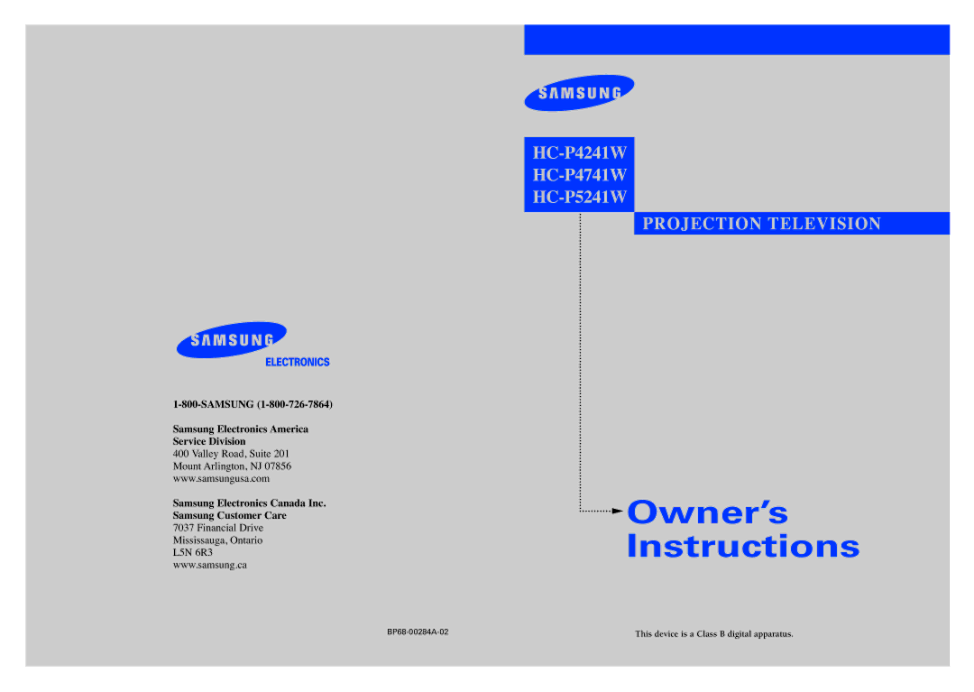 Samsung HC-P5241W, HC-P4741W manual Instructions 