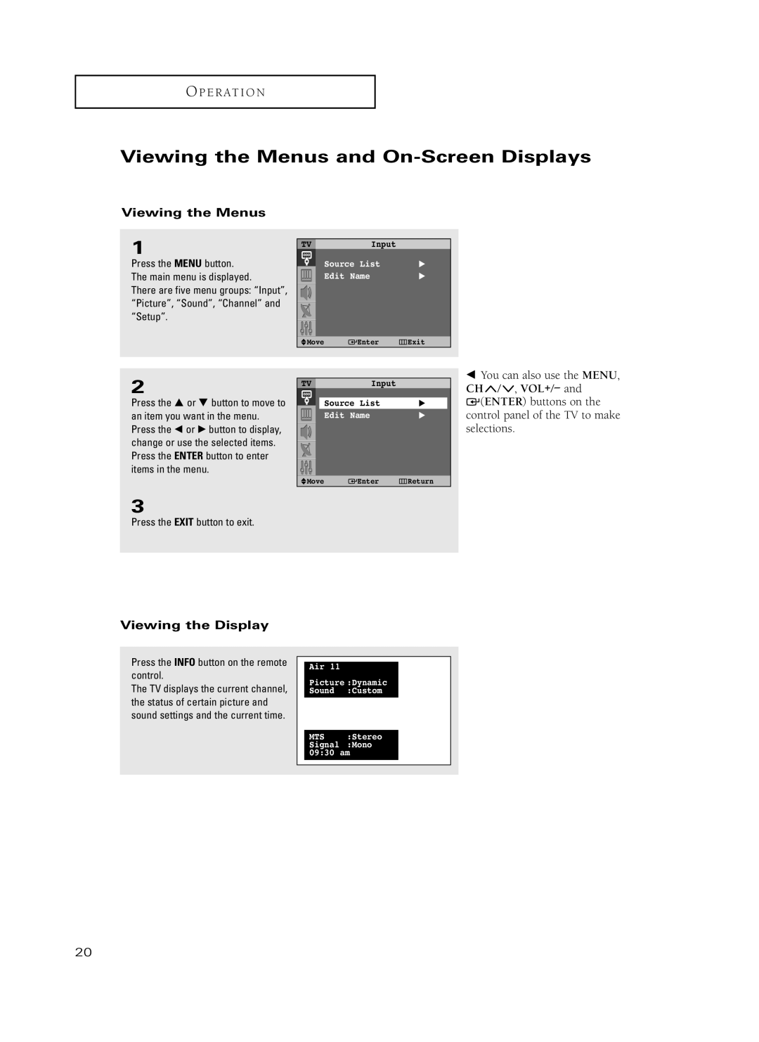 Samsung HC-P5241W, HC-P4741W manual Viewing the Menus and On-Screen Displays, Viewing the Display 