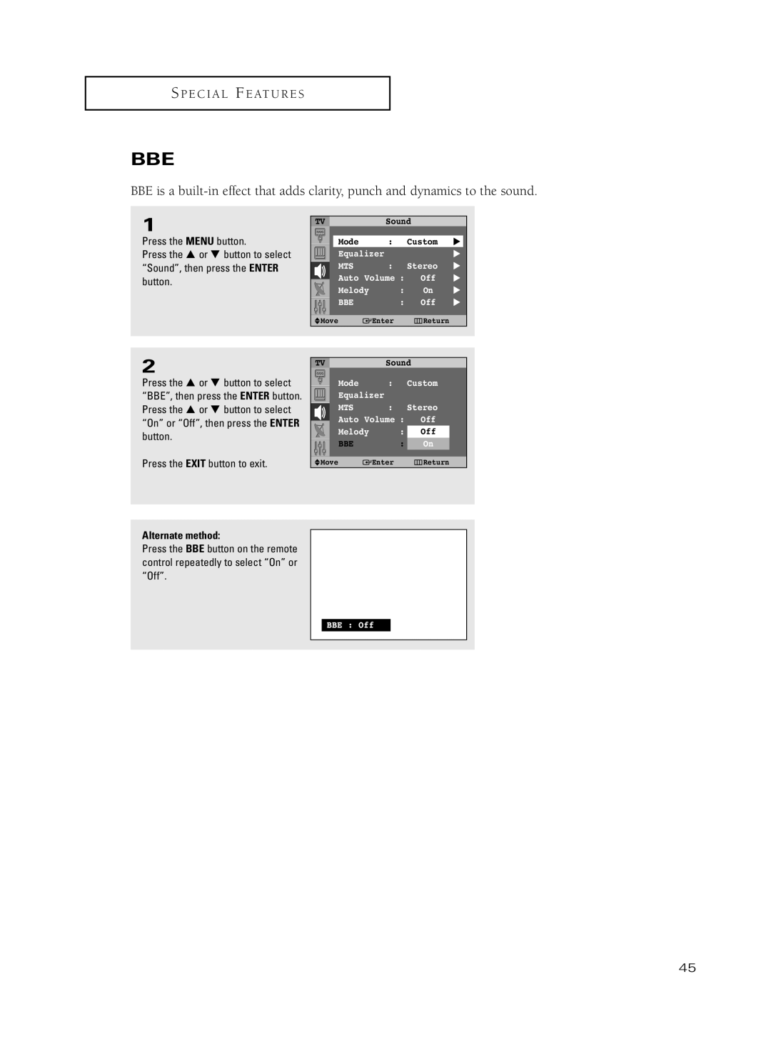 Samsung HC-P4741W, HC-P5241W manual Bbe 