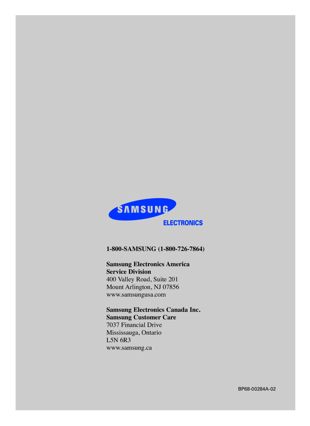 Samsung HC-P5241W, HC-P4741W manual BP68-00284A-02 