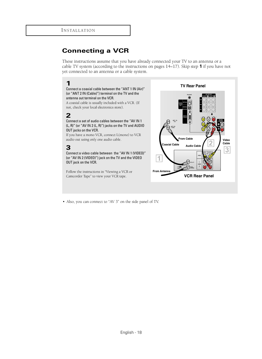 Samsung HC-R4245W manual Connecting a VCR 