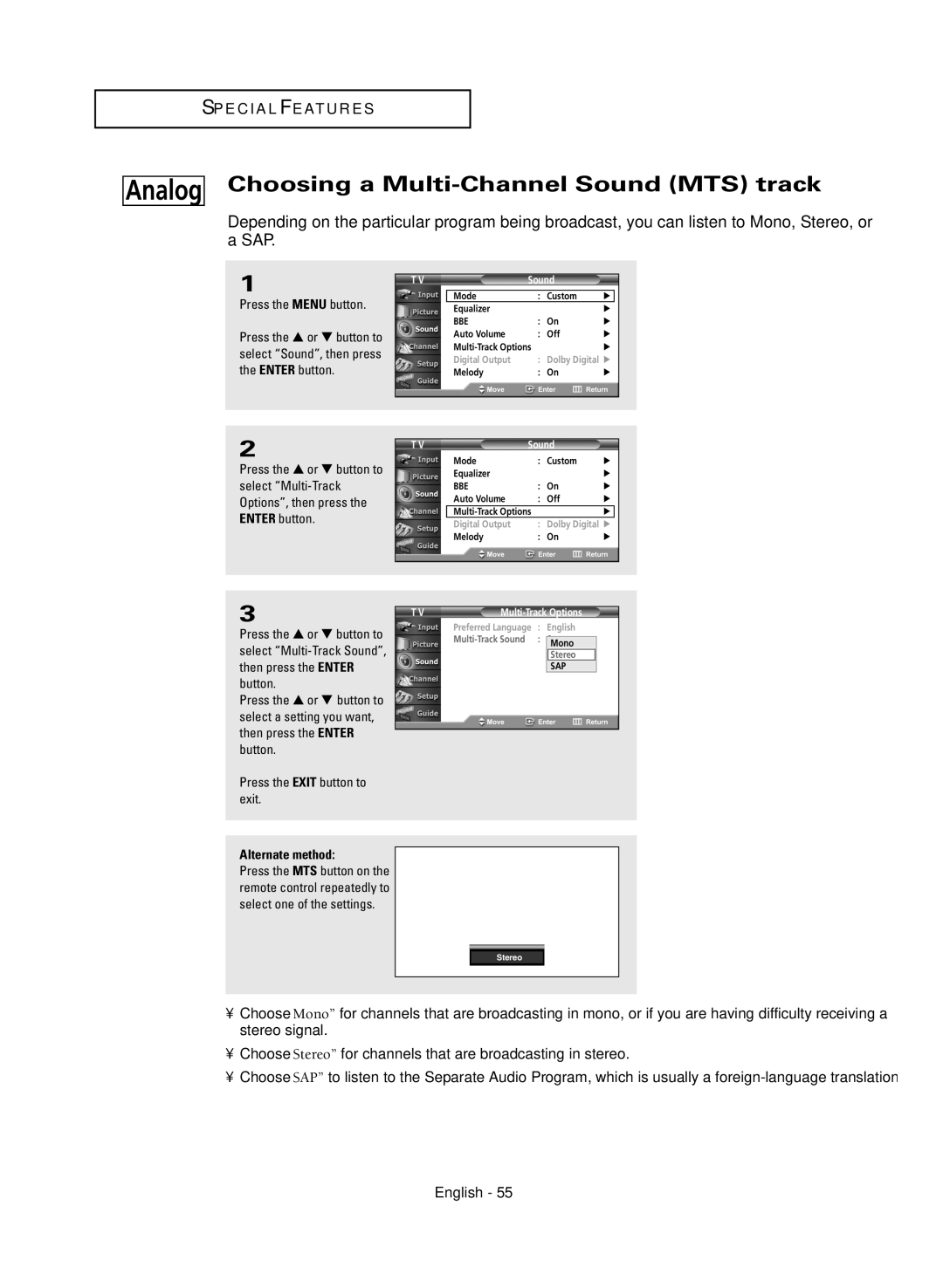 Samsung HC-R4245W manual Sap 