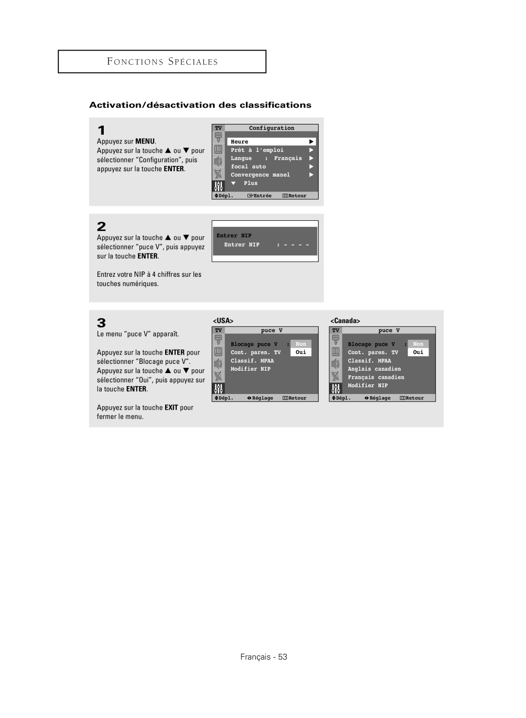 Samsung HC-R4351W, HC-R4751W, HC P4741W, HC P4241W, HC P5241W manual Activation/désactivation des classifications 