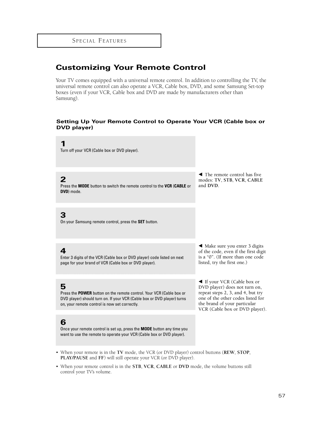 Samsung HC-R5251W manual Customizing Your Remote Control 