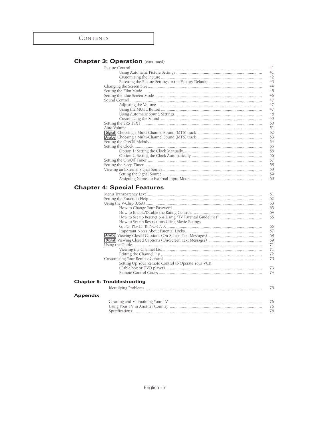 Samsung HC-S4755W manual Special Features 