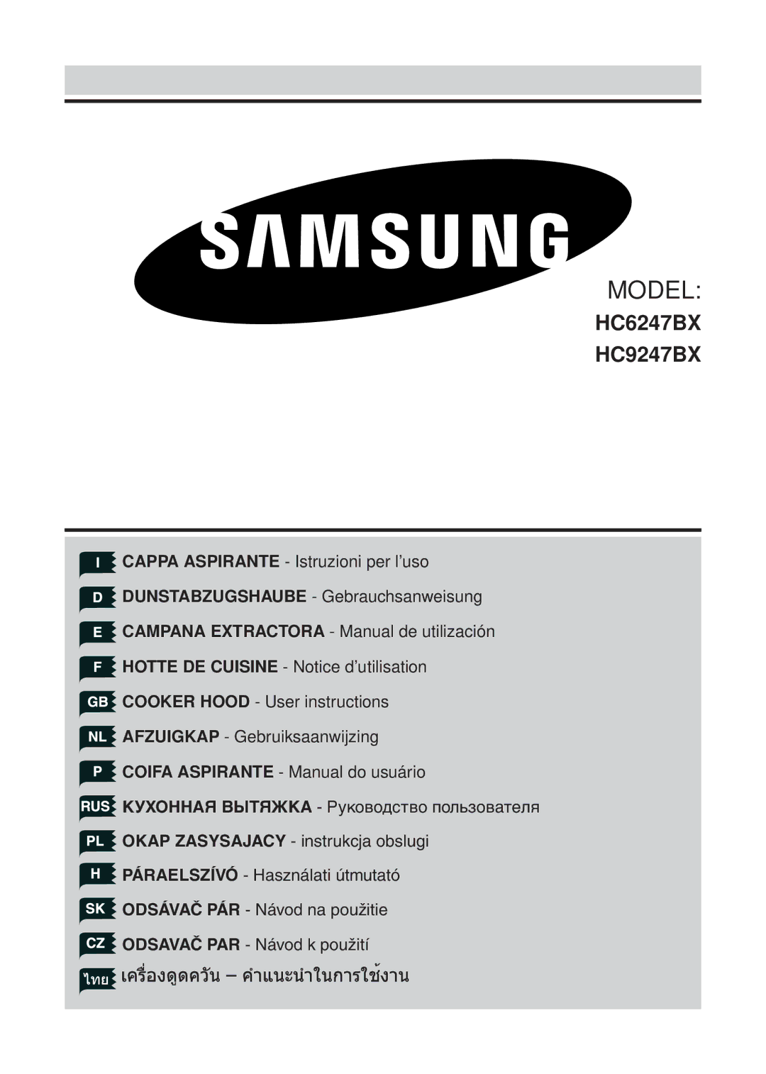 Samsung HC9247BX/XEH manual Model 