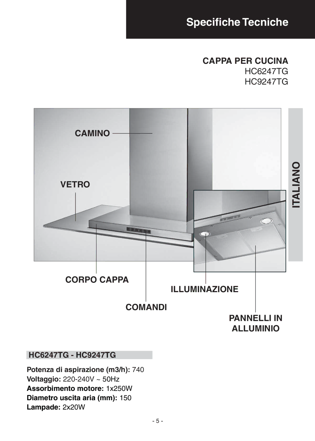 Samsung HC9247TG/XET manual Speciﬁche Tecniche 