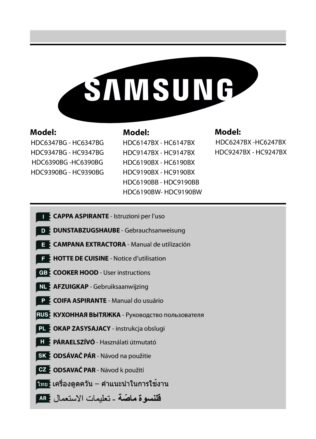 Samsung HC9347BG/XEU manual Model 