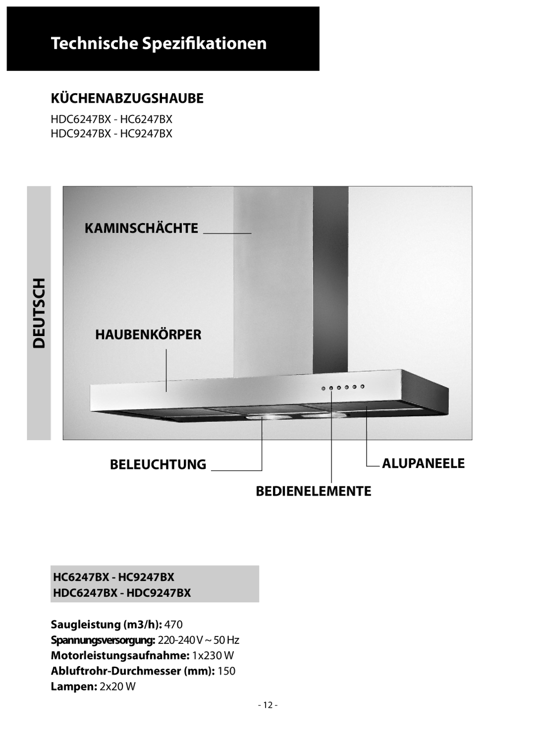 Samsung HC9347BG/XEU manual Beleuchtung 