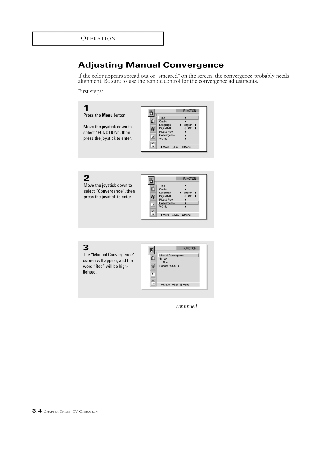 Samsung HCM 553W, HCM6525W, HCL 652W, HCL 473W, HCL 552W, HCL 6515W, HCM653W, HCL5515W, HCM5525W Adjusting Manual Convergence 