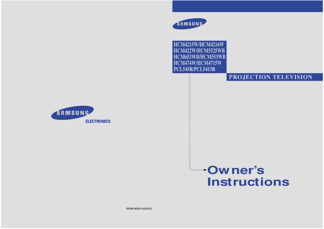 Samsung HCM4715W, HCM653WB, HCM553WB, HCM5525WB, HCM474W manual Owner’s 