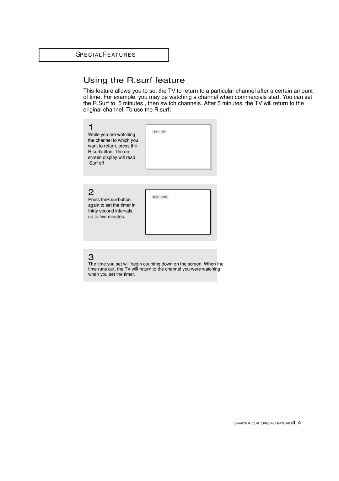 Samsung HCM553WB, HCM653WB, HCM4715W, HCM5525WB, HCM474W manual Using the R.surf feature 