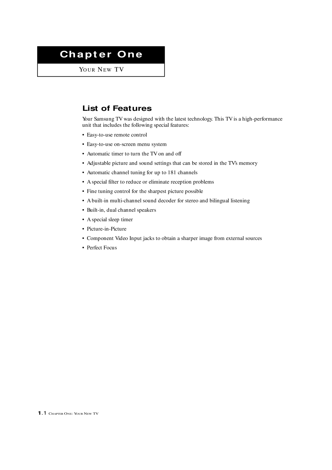 Samsung HCM5525WB, HCM653WB, HCM4715W, HCM553WB, HCM474W manual Chapter One, List of Features 