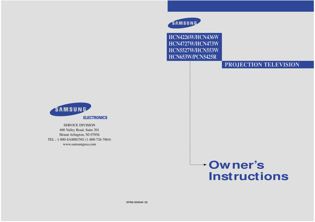 Samsung HCN4226W manual Owner’s 