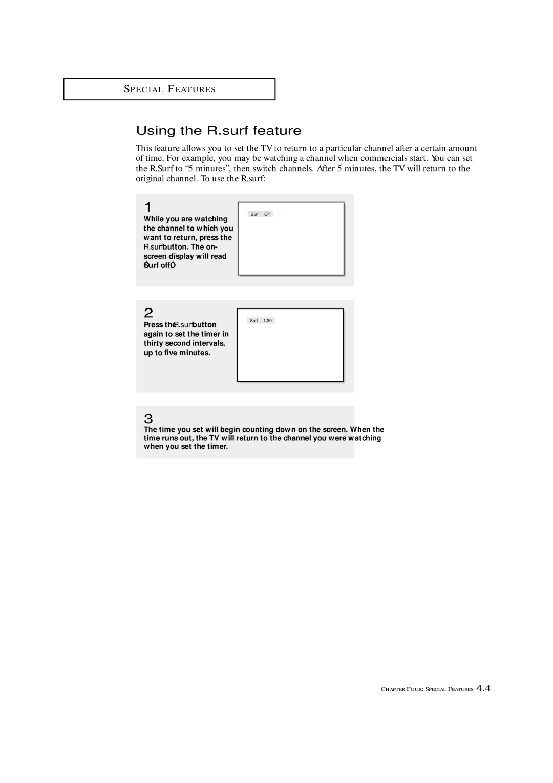 Samsung HCN4226W manual Using the R.surf feature 