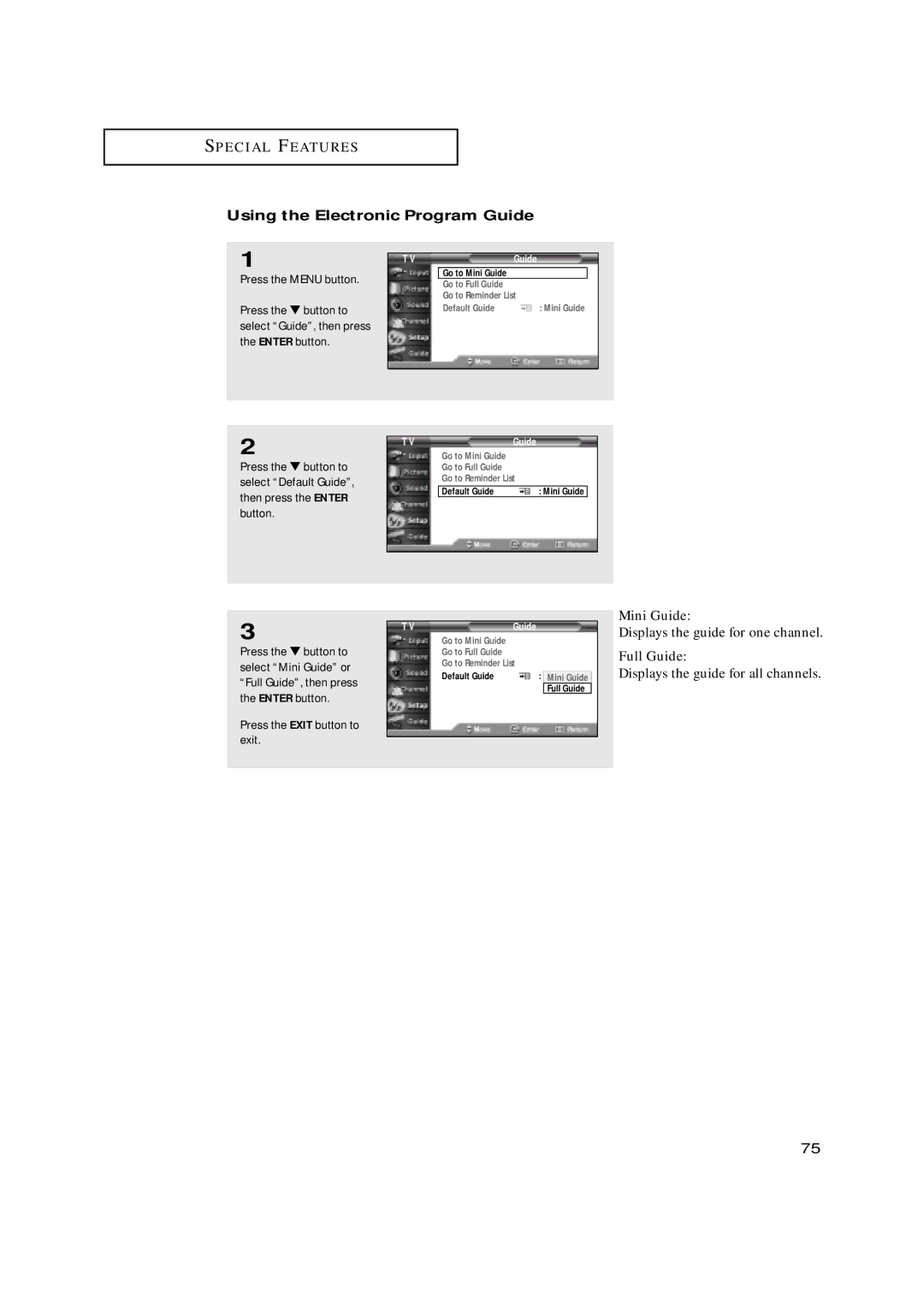 Samsung HCN479W, HCN559W, HCN529W, HCN659W, HCN5529W manual Using the Electronic Program Guide 