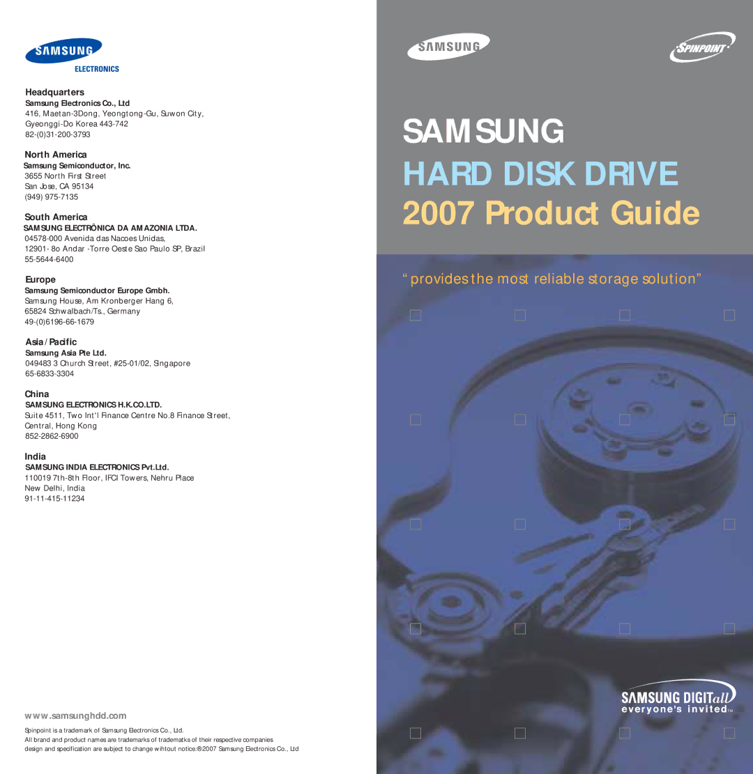 Samsung HD400LJ, HD401LJ, MP0402H, HD403LJ, HD501LJ, HD402LJ, HD500LJ, HM160JC, HM100JI, HM100JC, HM120JC, HM120JI manual Samsung 