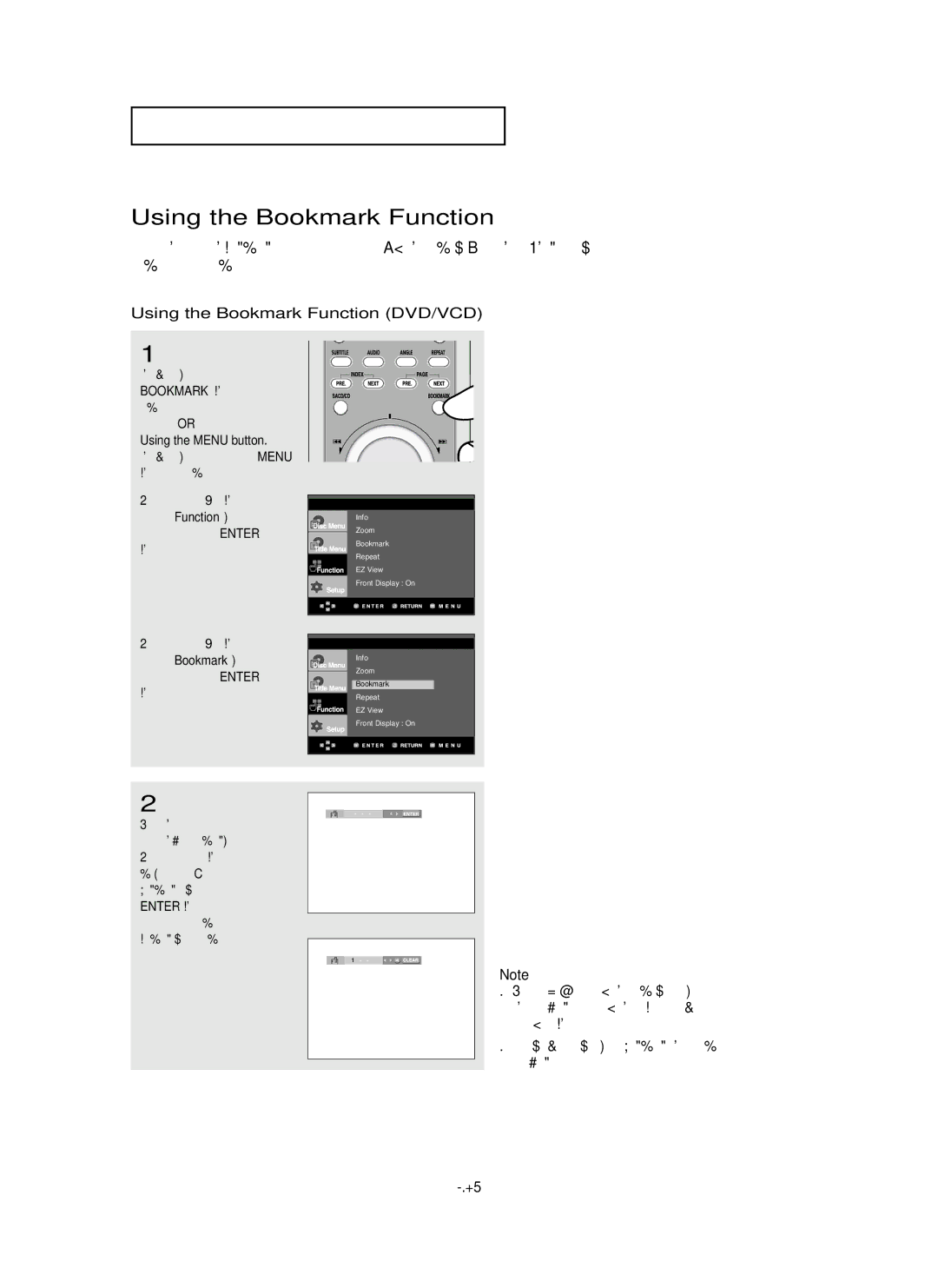 Samsung HD950 manual Using the Bookmark Function DVD/VCD, ENG-38, Using the Menu button 