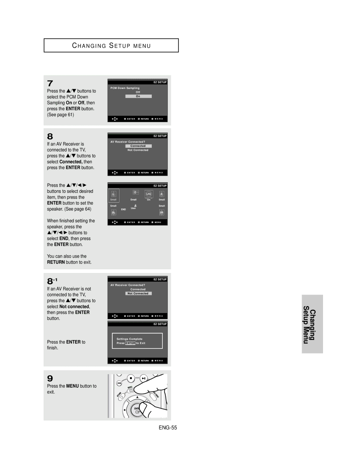 Samsung HD950 manual ENG-55, Enter to 