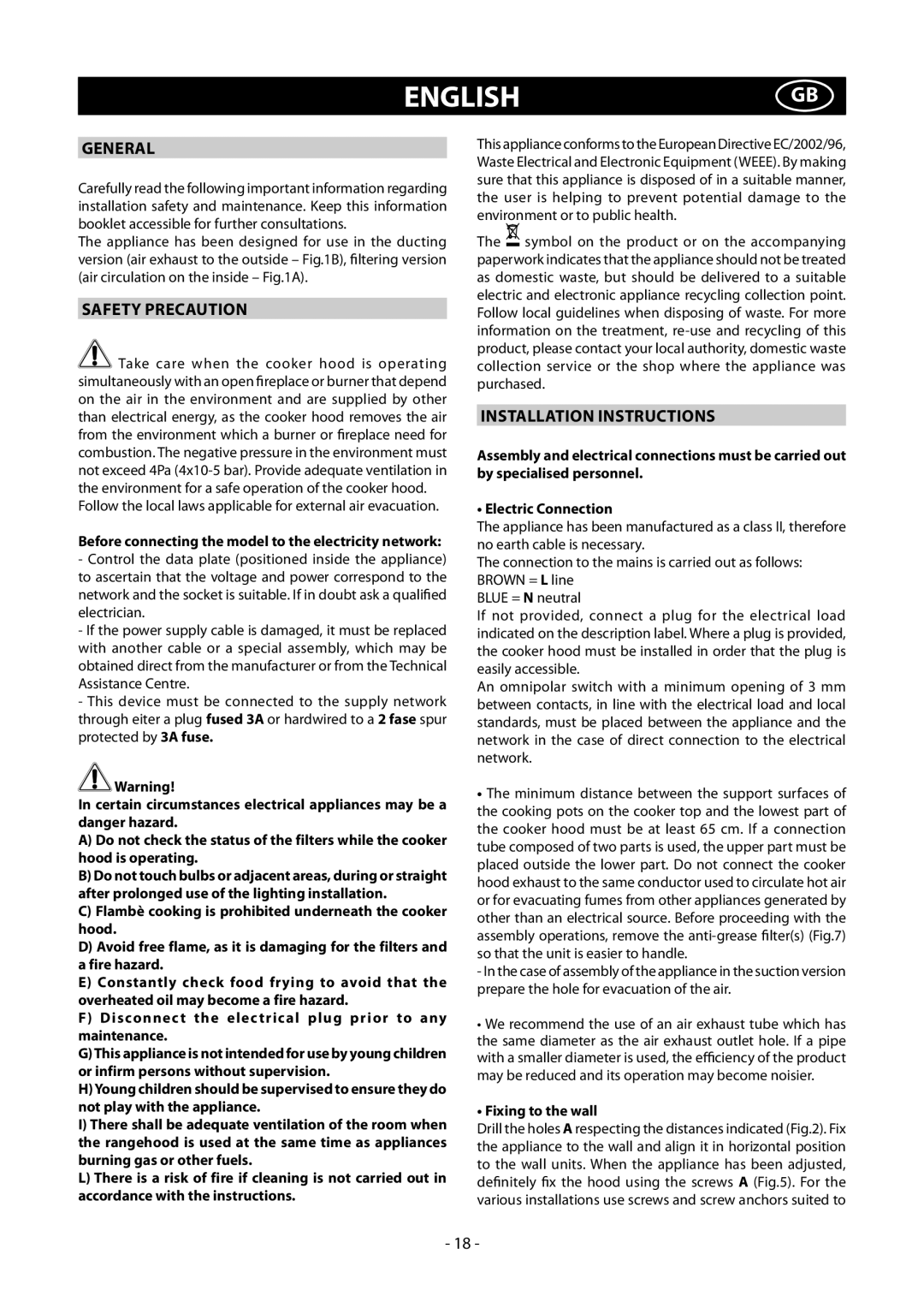 Samsung HDC6255BG/BWT, HDC6255BG/AND manual General, Safety Precaution, Installation Instructions, Fixing to the wall 