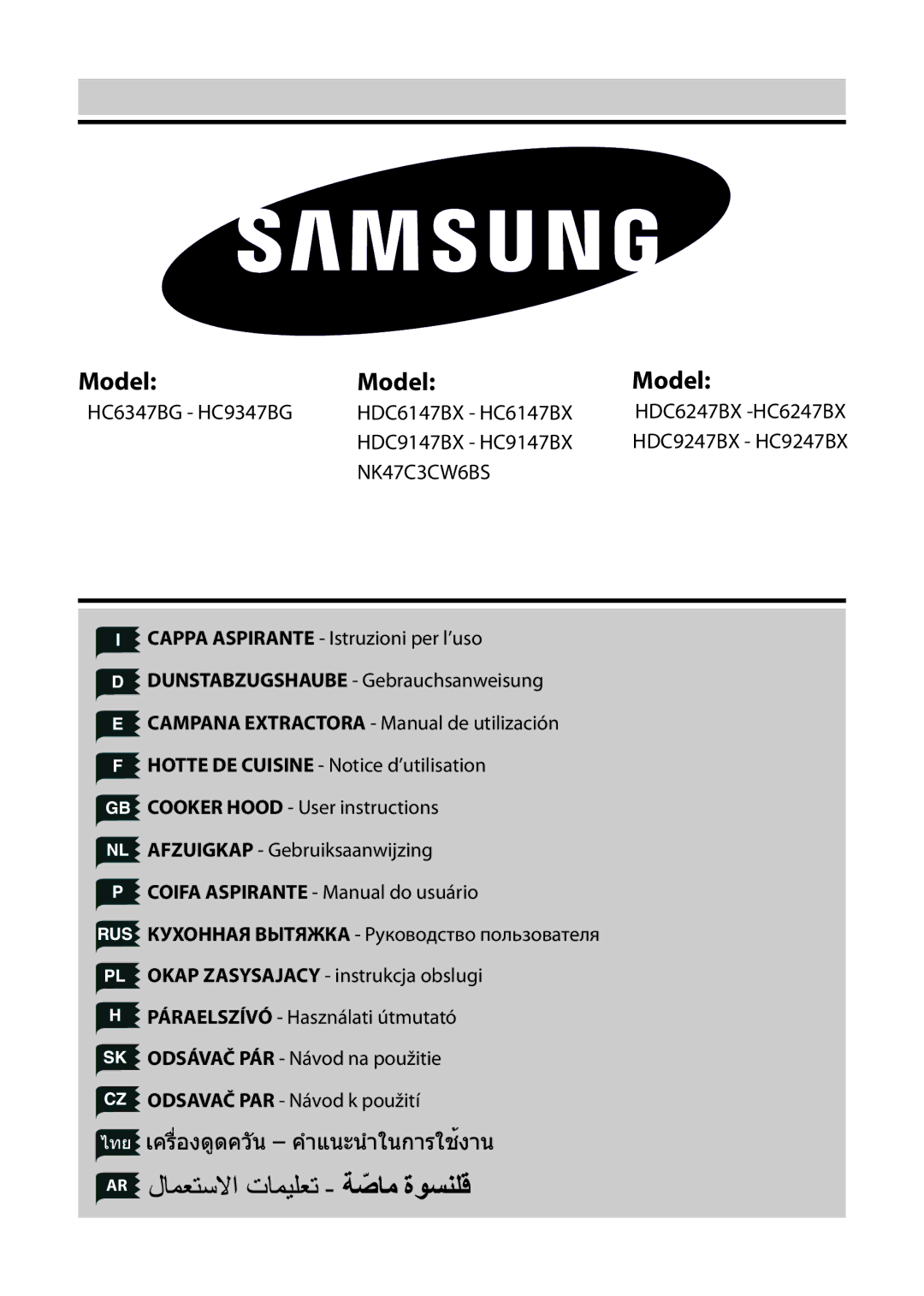 Samsung HDC9147BX/XSA manual ModelModelModel 