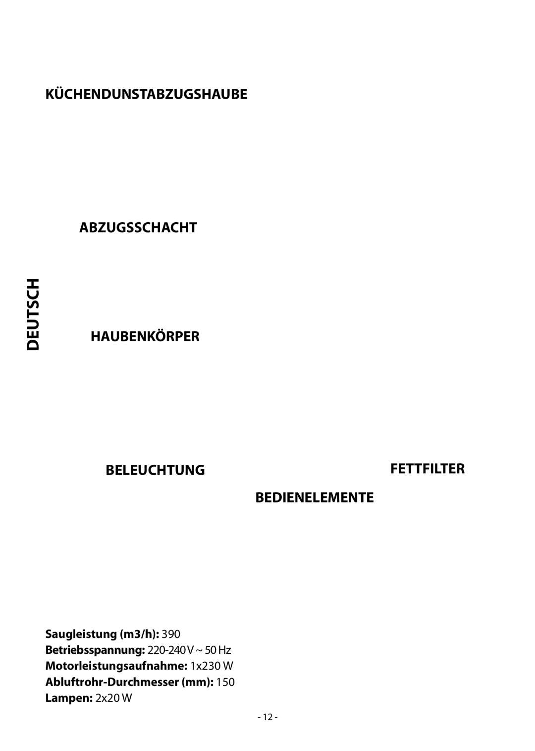 Samsung HDC9147BX/XSA manual Abzugsschacht Haubenkörper 