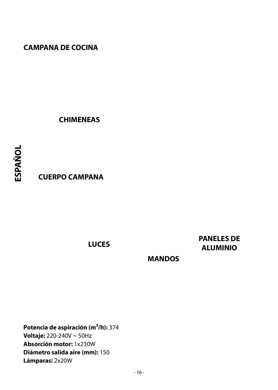 Samsung HDC9147BX/XSA manual Chimeneas Cuerpo Campana, Paneles DE, Mandos 