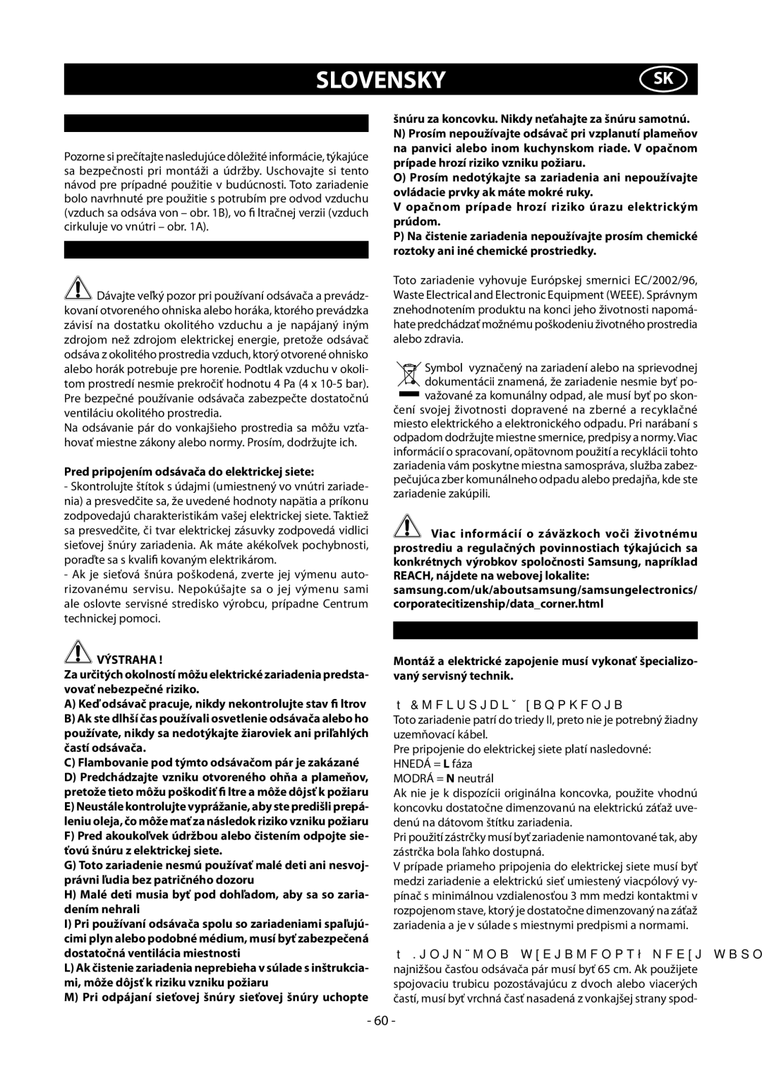 Samsung HDC9147BX/XSA manual Slovenskysk, Všeobecné, Bezpečnostné Upozornenia, Postup Inštalácie 