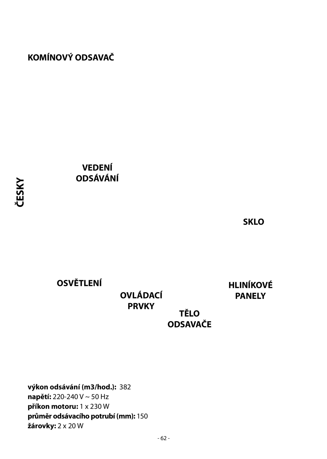 Samsung HDC9147BX/XSA manual Česky, Komínový Odsavač, Vedení Odsávání Sklo Osvětlení Hliníkové Ovládací Panely 