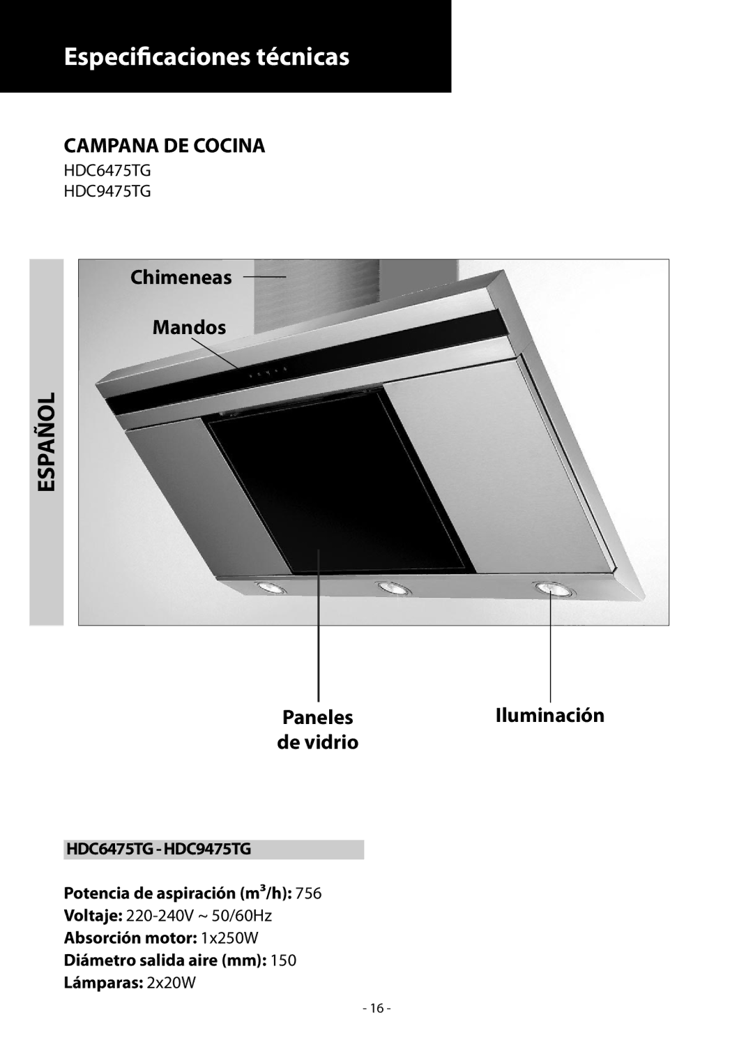 Samsung HCO6475TG/XEF, HDC9475TG/XEO, HDC6475TG/XEO, HCO9475TG/XEF, HDC9475TG/XEF, HDC6475TG/XEE manual De vidrio 