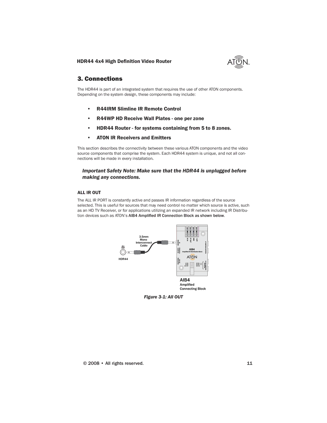 Samsung HDR44 manual Connections, All OUT 