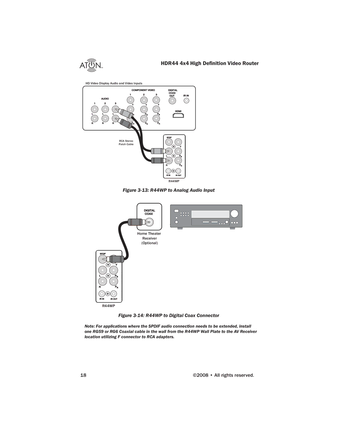 Samsung HDR44 manual 13 R44WP to Analog Audio Input 