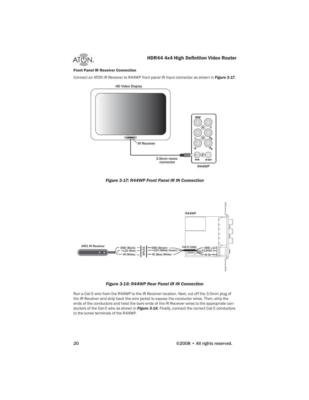 Samsung HDR44 manual 17 R44WP Front Panel IR in Connection 