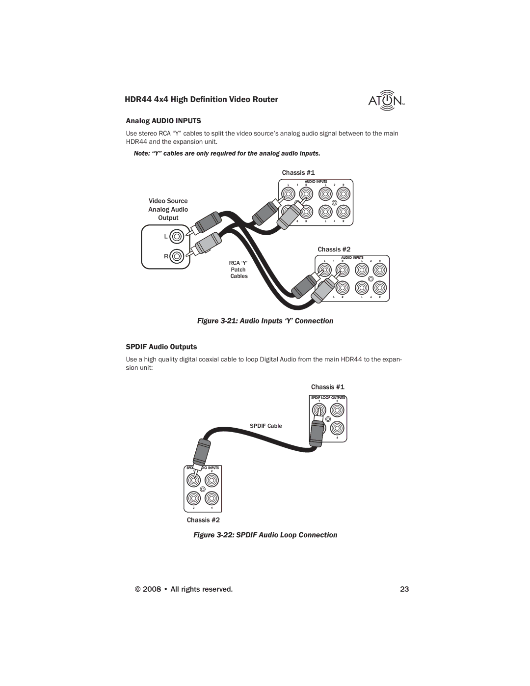 Samsung HDR44 manual Audio Inputs ‘Y’ Connection, Spdif Audio Outputs 