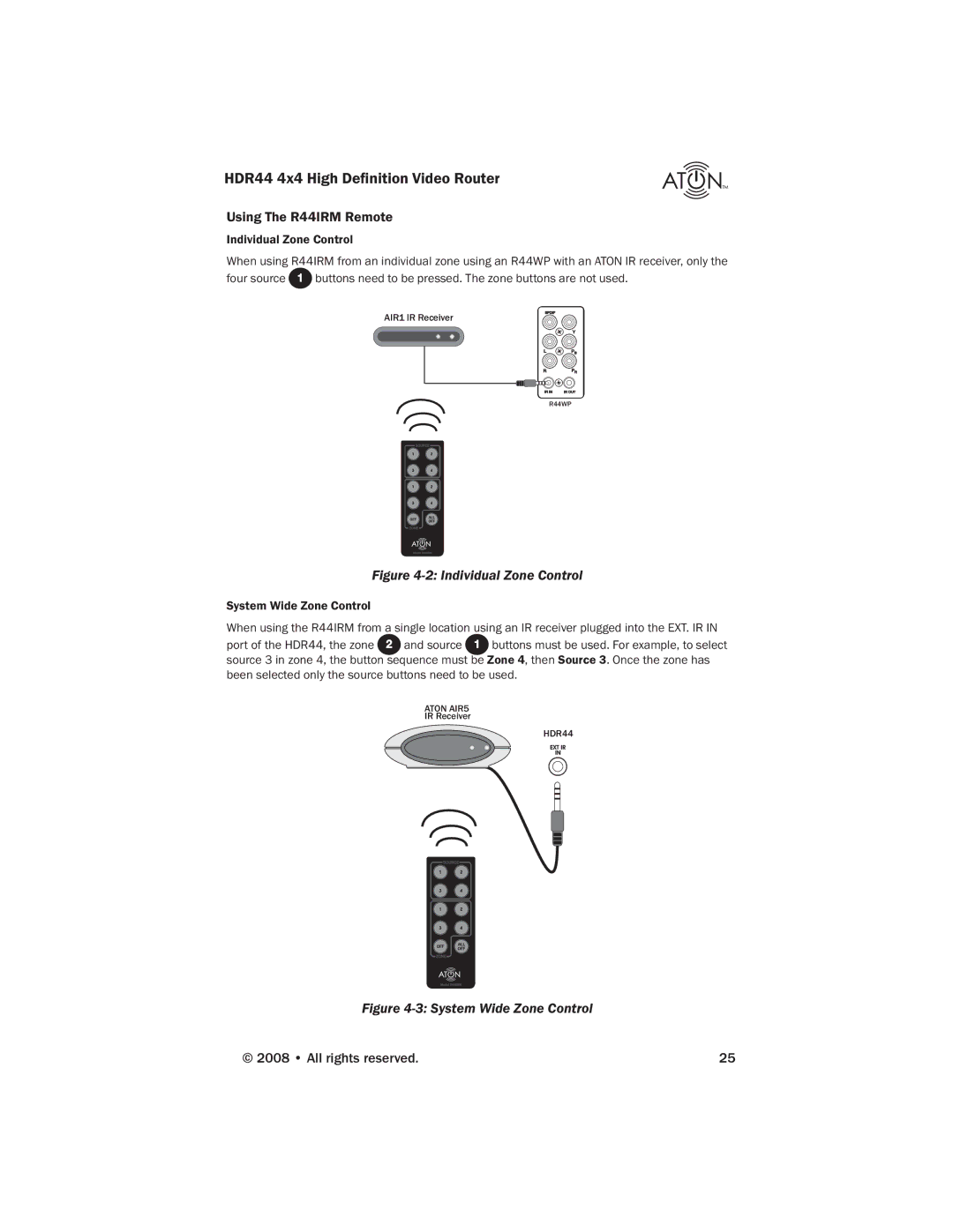 Samsung HDR44 manual Using The R44IRM Remote, Individual Zone Control 