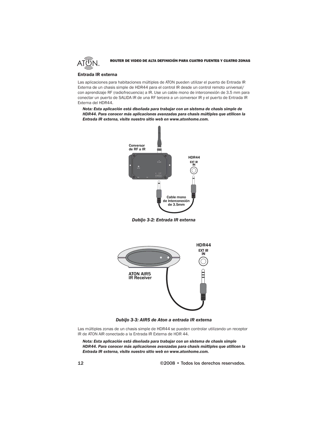 Samsung HDR44 manual Dubijo 3-2 Entrada IR externa, Dubijo 3-3 AIR5 de Aton a entrada IR externa 