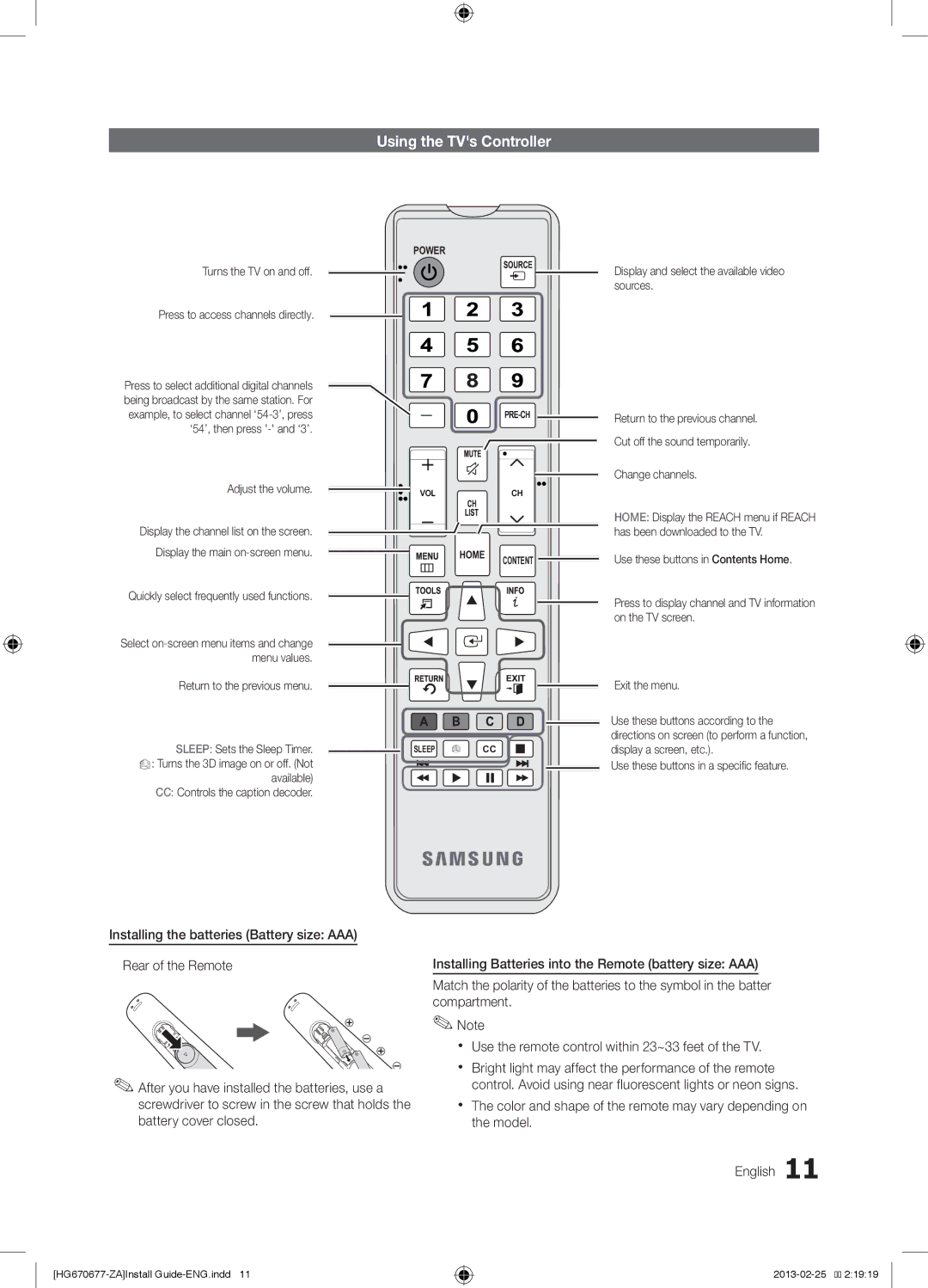 Samsung HG28NB670BFXZA Press to access channels directly, Has been downloaded to the TV, Display a screen, etc 