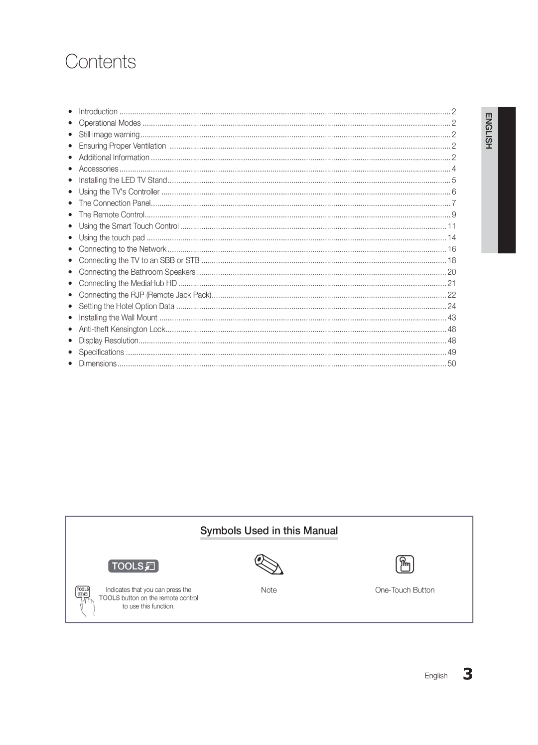 Samsung HG46NB890XFXZA, HG65NB890XFXZA installation manual Contents 