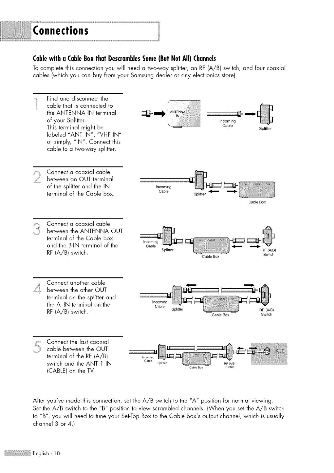 Samsung HL-$4676S manual Cablewitha CableBoxthatDescramblesSomeButNotAllChannels 