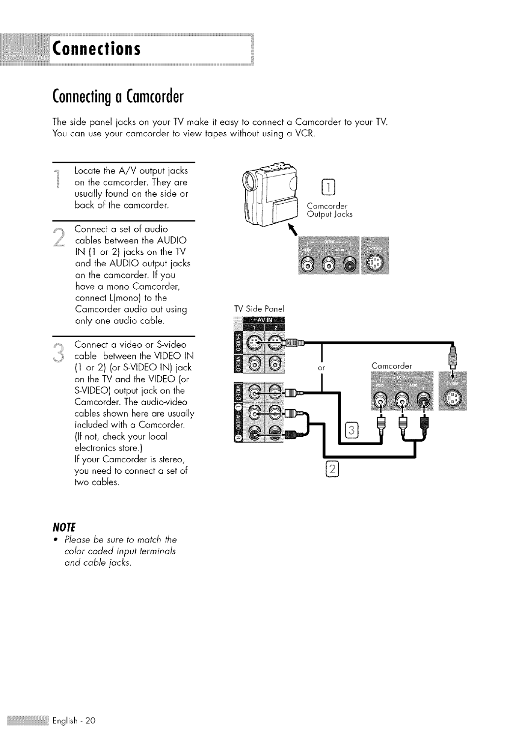 Samsung HL-$4676S manual Ctions Connectinga Camcorder 