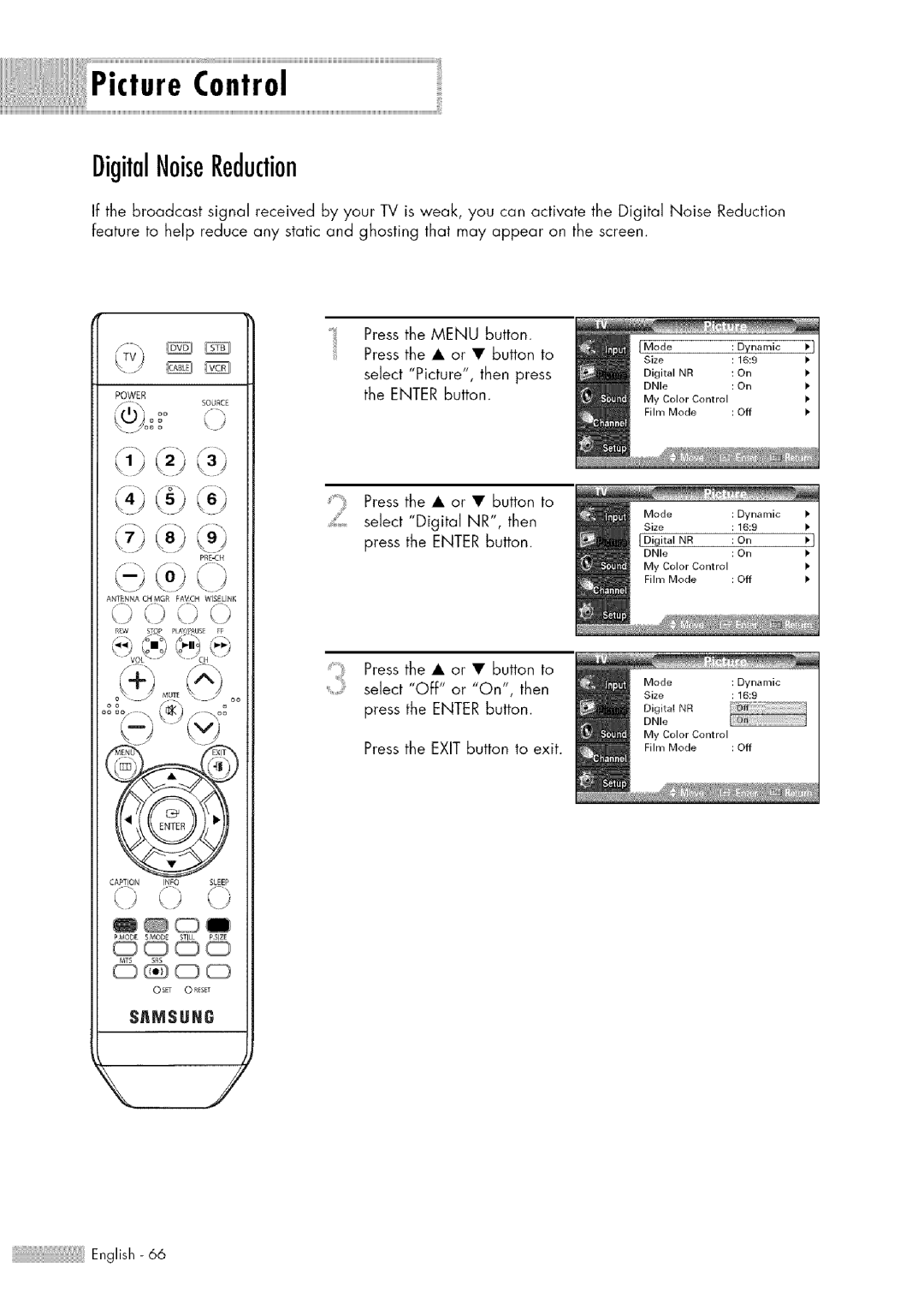 Samsung HL-$4676S manual DigitalNoiseReduction 