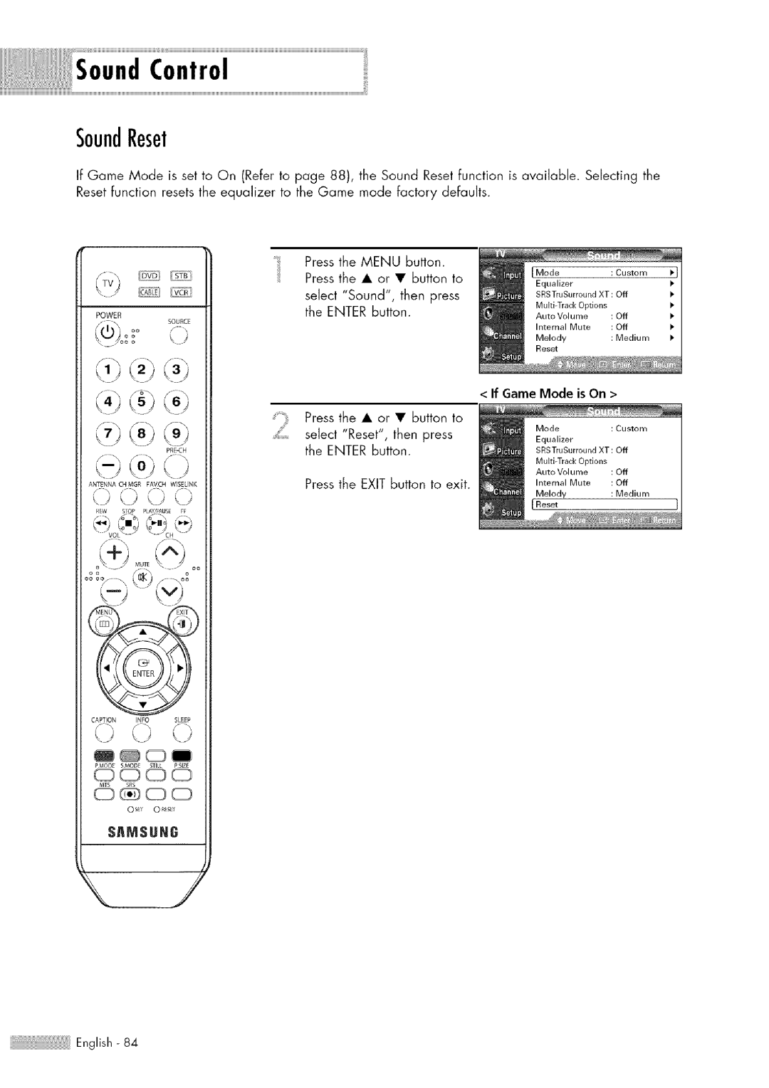 Samsung HL-$4676S manual SoundReset 