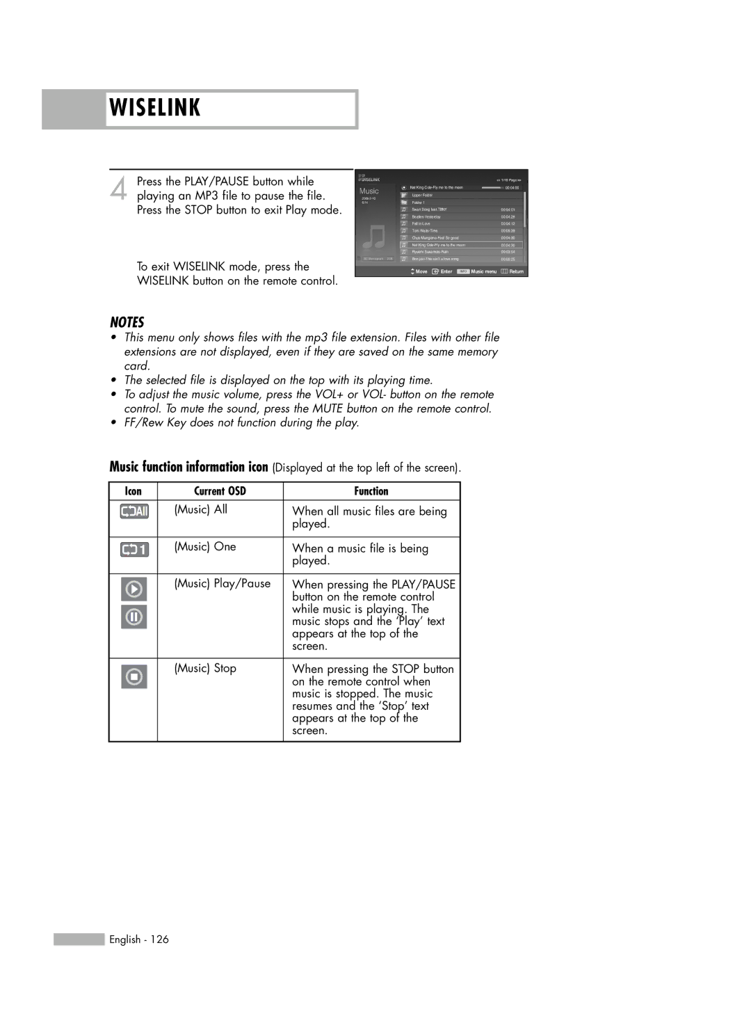 Samsung HL-54676S manual Current OSD Function 