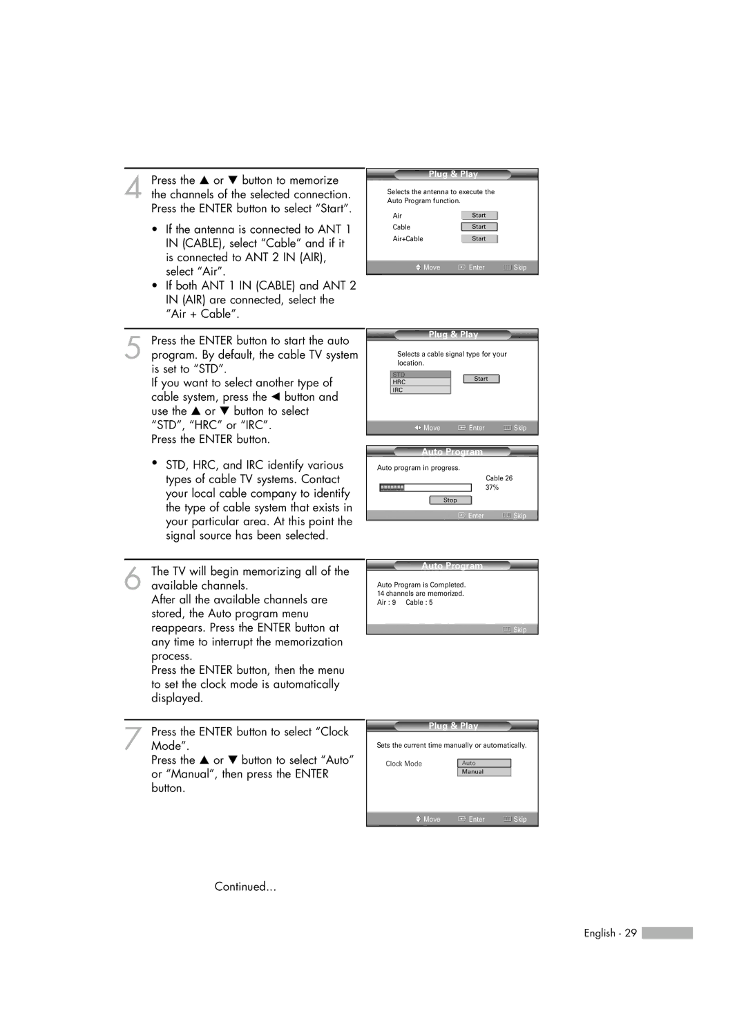 Samsung HL-54676S manual Auto Program 