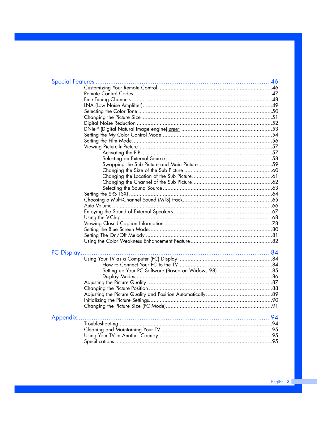 Samsung HL-P4674W instruction manual Special Features 