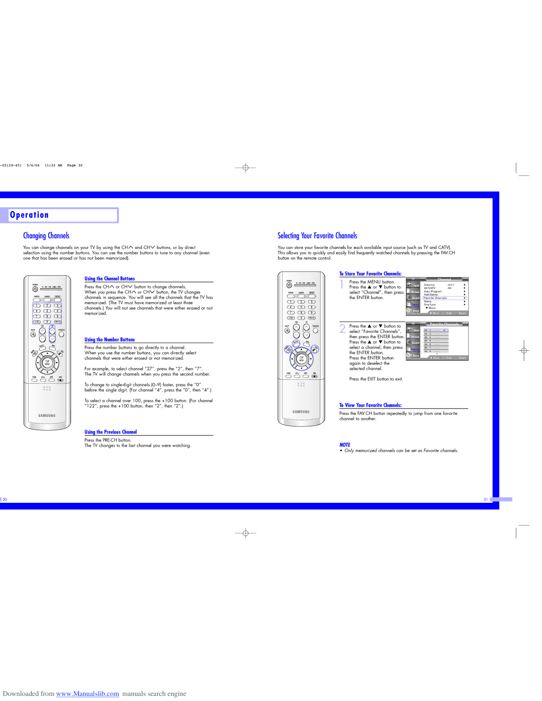 Samsung HL-P5063W, HL-P6163W, HL-P5663W instruction manual Changing Channels, Selecting Your Favorite Channels 