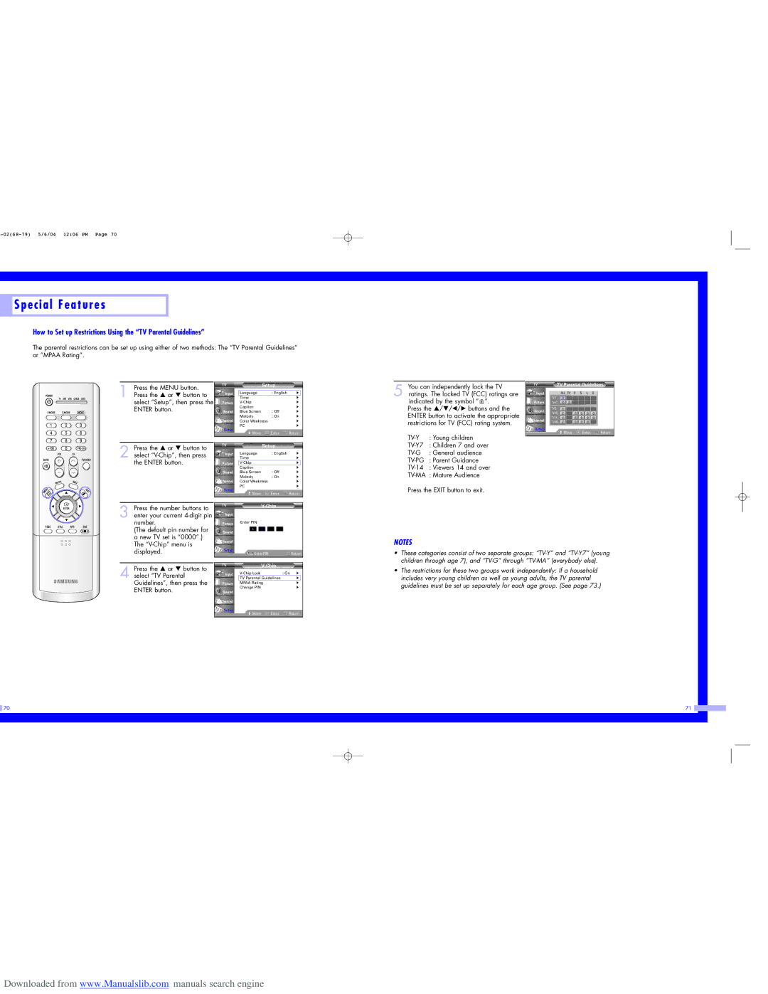 Samsung HL-P6163W, HL-P5063W, HL-P5663W instruction manual How to Set up Restrictions Using the TV Parental Guidelines 