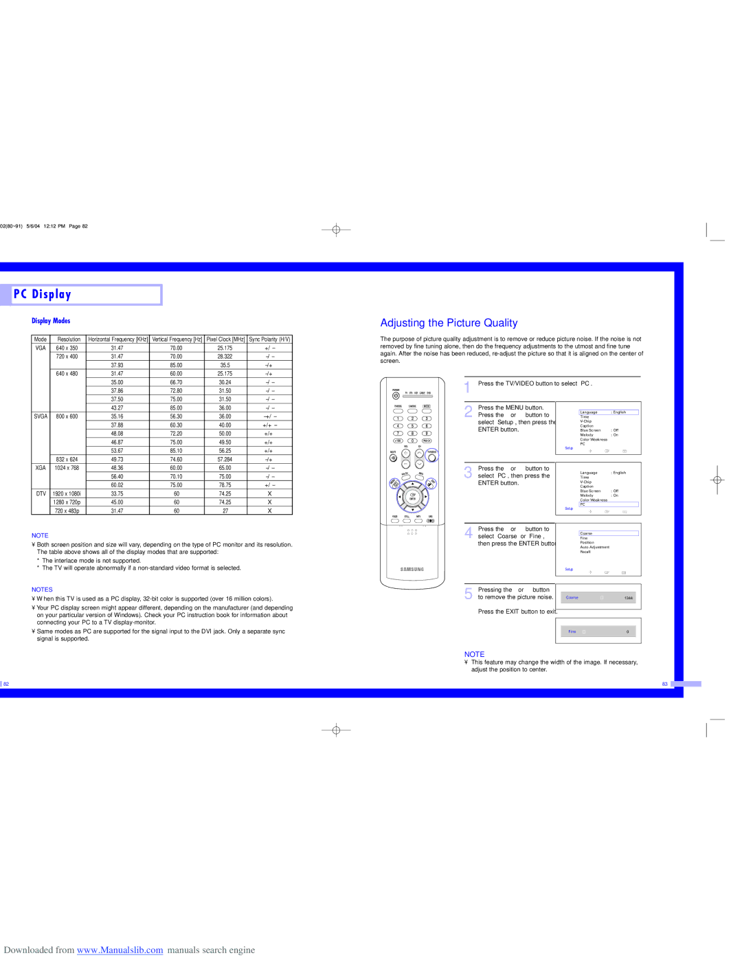 Samsung HL-P6163W, HL-P5063W, HL-P5663W instruction manual Adjusting the Picture Quality, Display Modes 