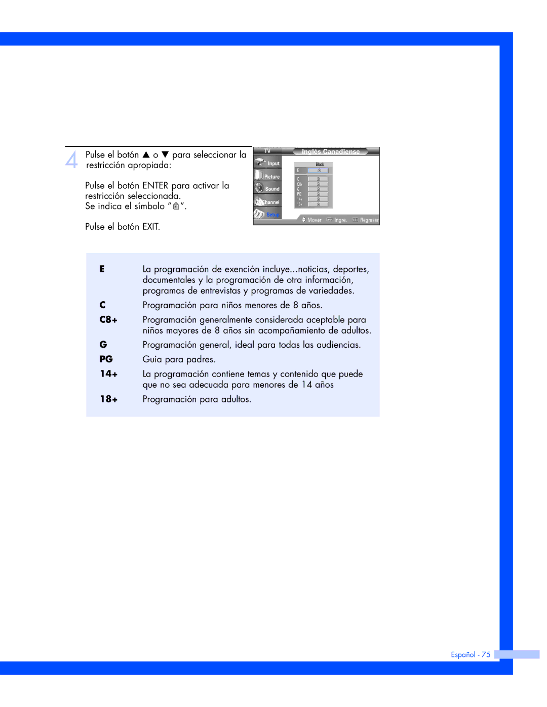 Samsung HL-P6163W, HL-P5663W, HL-P4663W manual Inglés Canadiense 