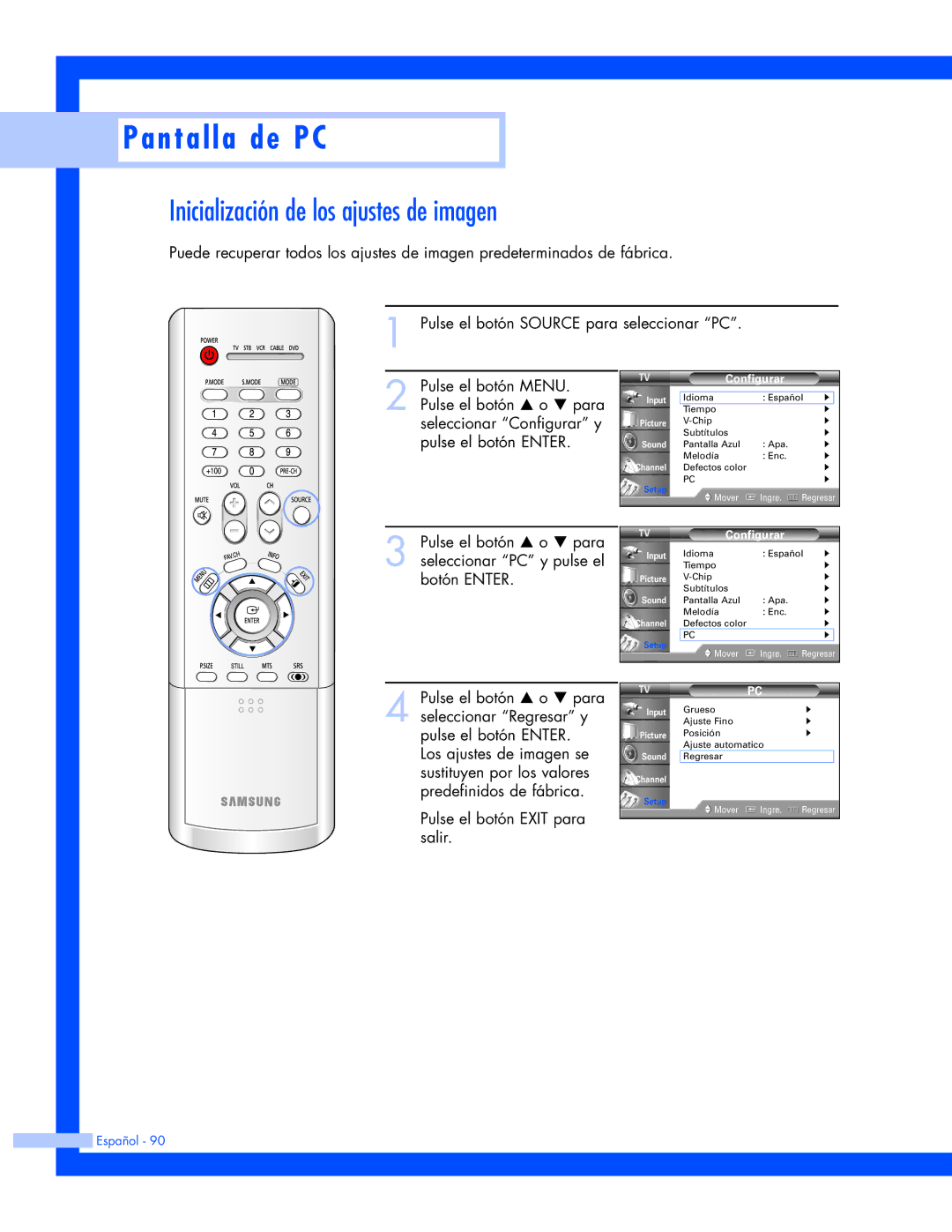 Samsung HL-P6163W, HL-P5663W, HL-P4663W manual Inicialización de los ajustes de imagen 